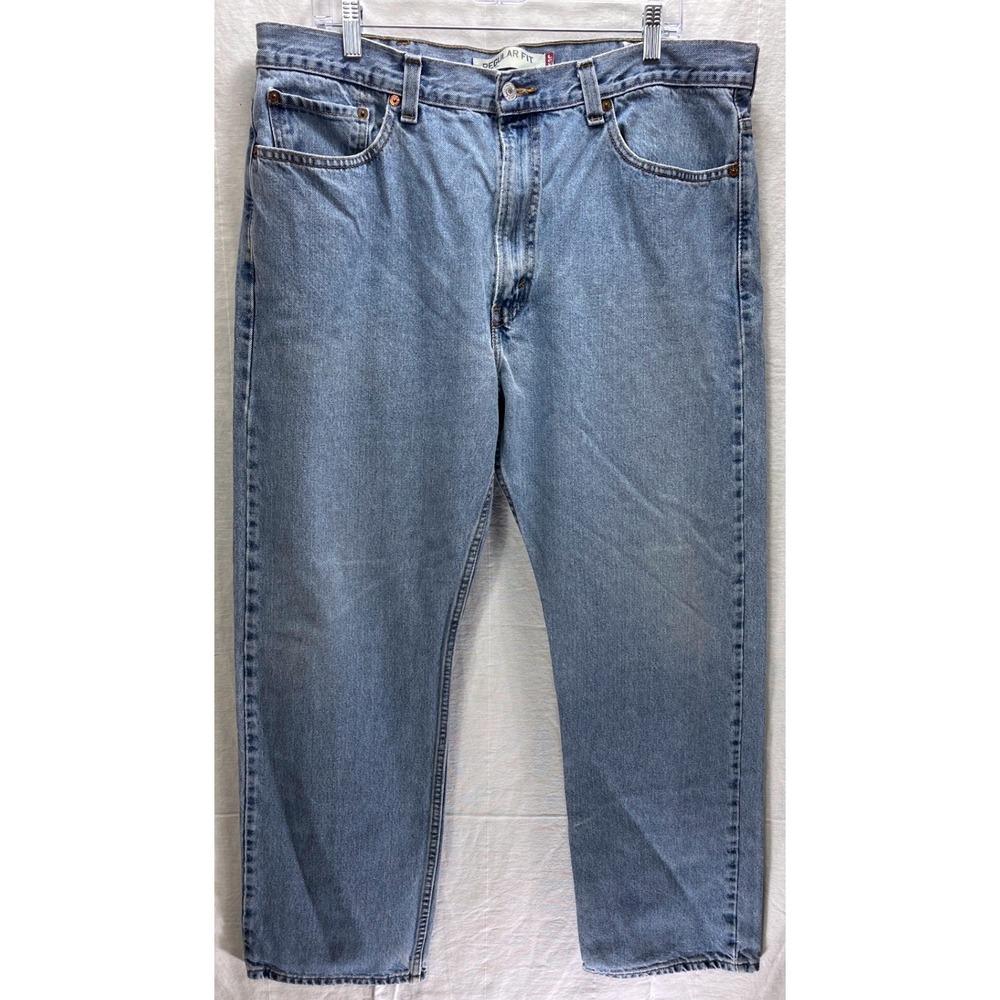 Levis 505 Regular Fit Jeans Mens 38x30 Blue Denim Straight Leg Workwear Casual